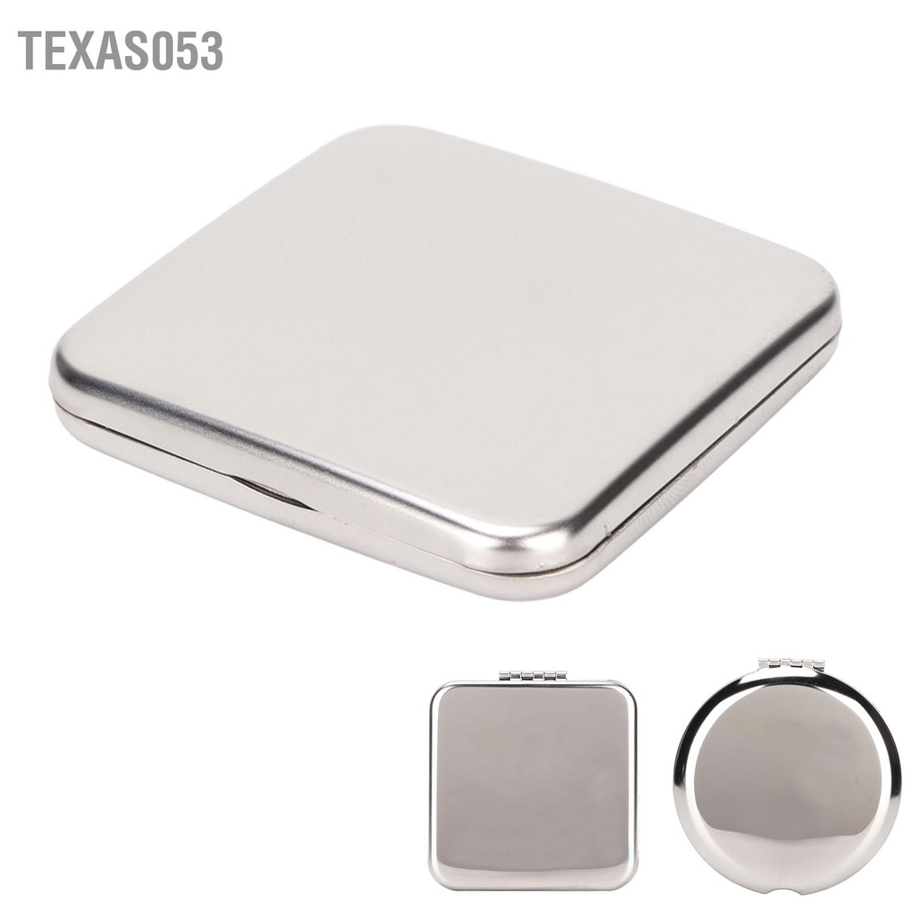 Texas053 Gương bỏ túi Hai mặt có thể gập lại bằng thép không gỉ ví nhỏ cầm tay du lịch gọn cho chuyến trọn gói