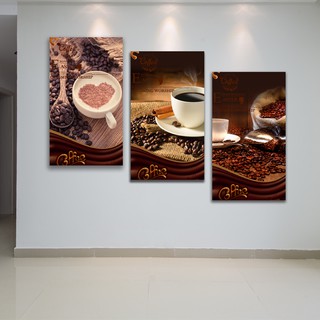 Bộ 3 tranh canvas 40x90cm trang trí quán cafe, phòng ăn...- Khung Hình phạm gia PG116