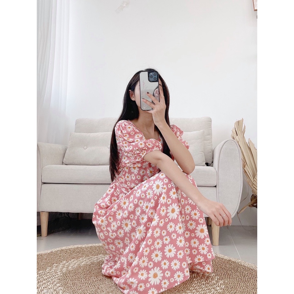 Đầm hoa dáng dài chiết eo nữ tính, tiểu thư | BigBuy360 - bigbuy360.vn