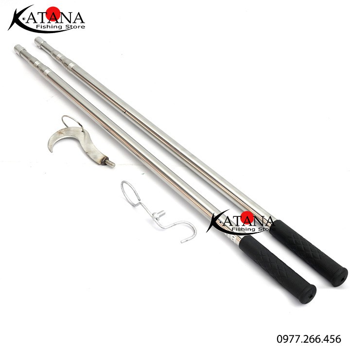 Sào rút Inox treo móc chim cảnh 1m7 - 7m tặng kèm móc + Tùy chọn liềm cắt