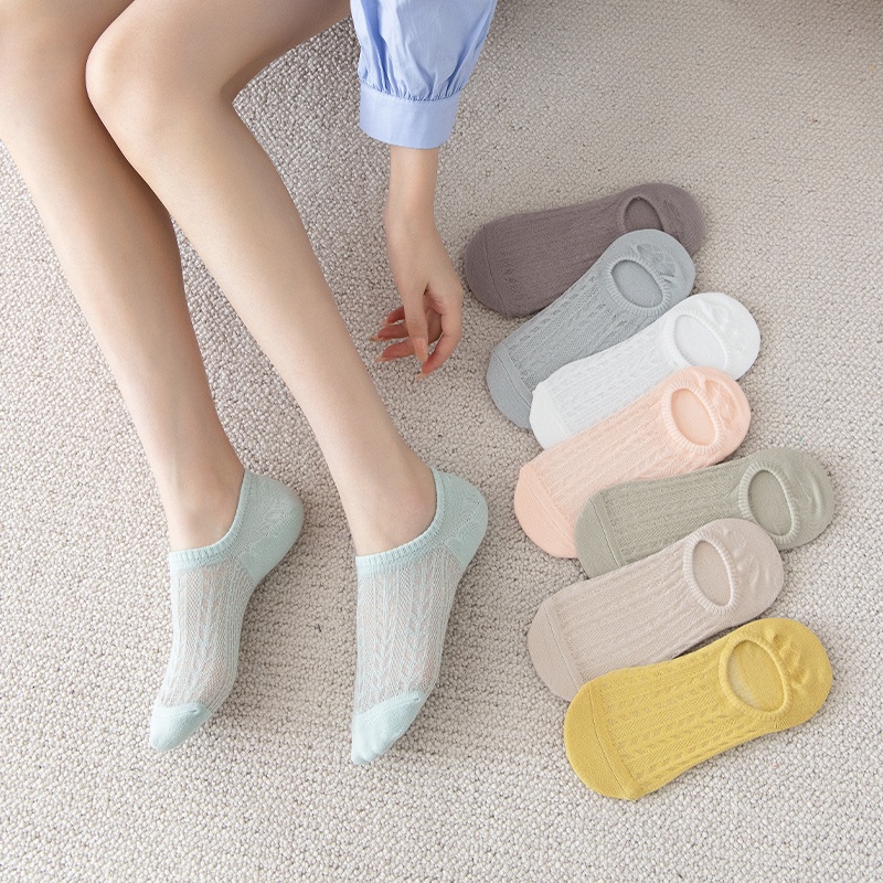 Vớ ECMLN cotton chống trượt thoáng khí màu sắc macaron tùy chọn thời trang dành cho nữ