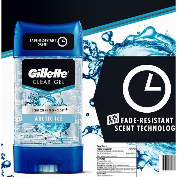 (NK Mỹ) Lăn khử mùi nam Gillette Clear Gel 107g / Sáp 96g Sport Active Arctic Ice Cool Wave 6in1 Ultimate Clear Rush