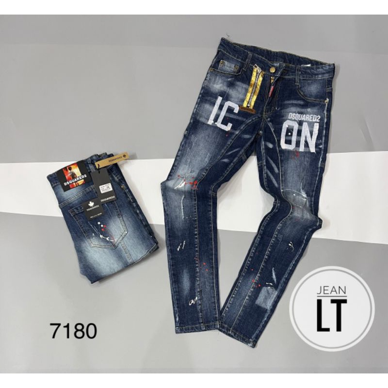quần jean nam dài DSQ khóa lệch -Quần jen nam icon quản châu cực đẹp