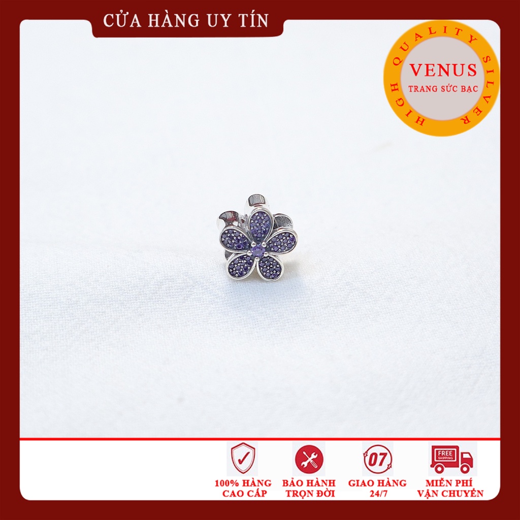 Charm bạc 925 hoa 5 cánh tím- Mã sản phẩm VENUSCX201