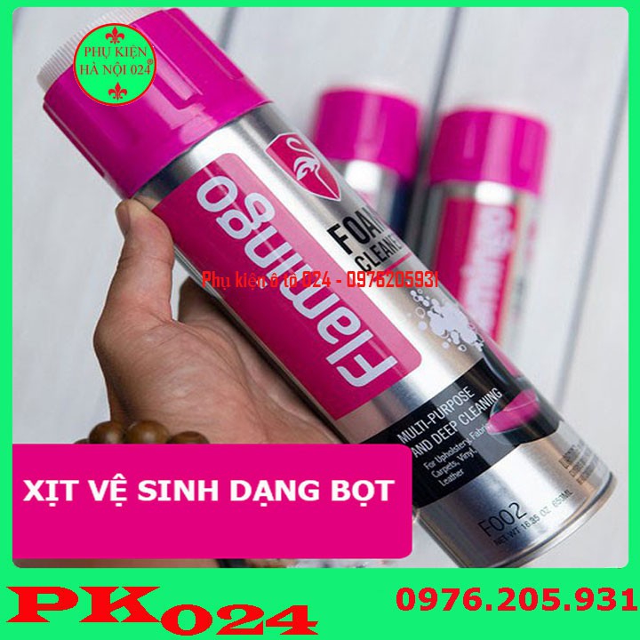 Bộ 2 Bình Xịt Bọt Vệ Sinh Nội Thất Ghế Da Ô Tô Flamingo F002 650ml