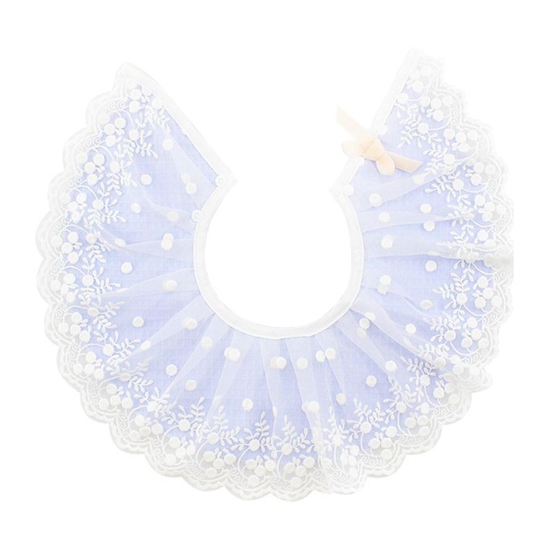 Yếm cotton ren hoa dạng tròn cho bé ăn