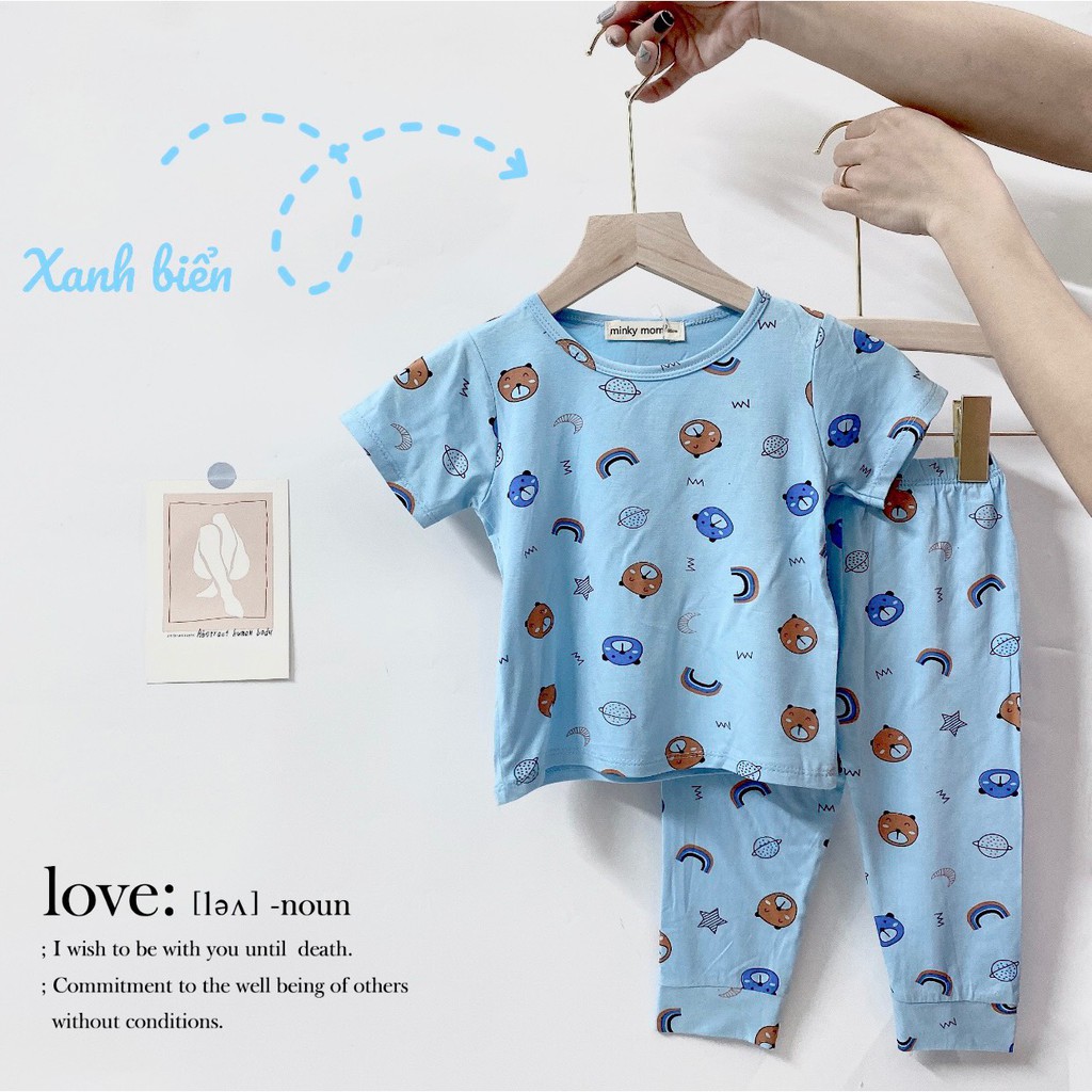 [SALE] Bộ Dài Tay Cho Bé Gái, Bé Trai Minky Mom Vải Thun Lạnh Hoạ Tiết Hồng Hạc, Quần Áo Thu Đông Cho Bé MKMTD2118