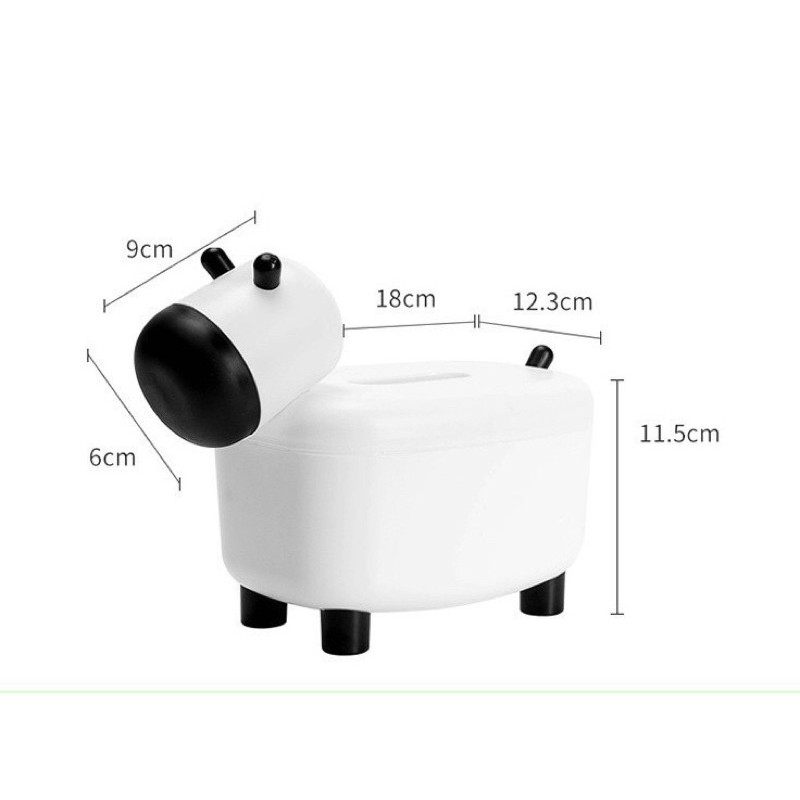 Hộp đựng khăn giấy kiêm hũ đựng tăm hình con bò sữa