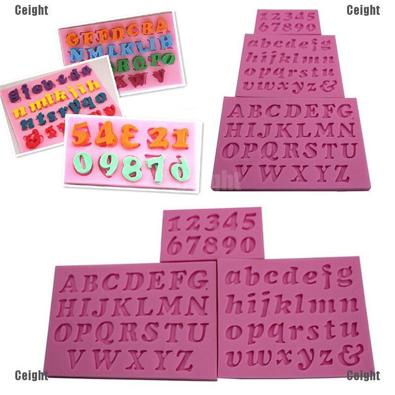Bộ 3 Khuôn Silicone Hình Chữ Cái & Số Mini Dùng Trang Trí Bánh Kem Diy