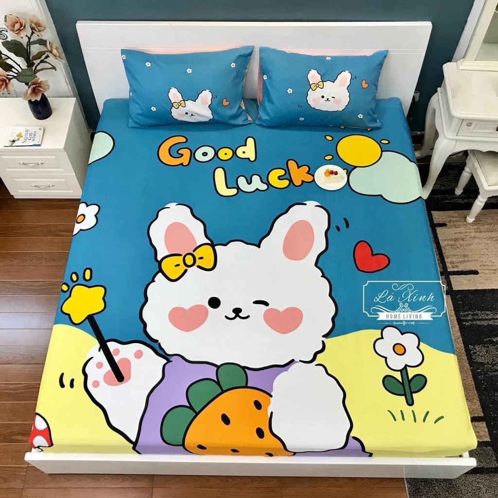 Drap giường cotton , ga trải giường cotton 3D họa tiết ngộ nghĩnh cho bé tặng kèm 2 vỏ gối | BigBuy360 - bigbuy360.vn