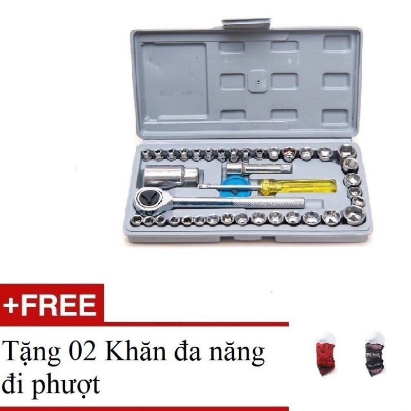Dụng Cụ 40 Món Sửa Ô Tô, Xe Máy tặng khăn đa năng đi phượt - BX0611