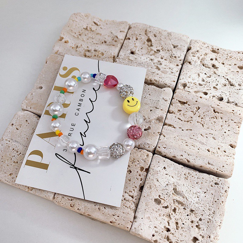 Vòng Tay Chuỗi Hạt Ngọc Trai Mặt Cười  191153Đồng Hồ Đeo Tay Kiểu Hoạt Hình Đơn Giản Phong Cách Retro