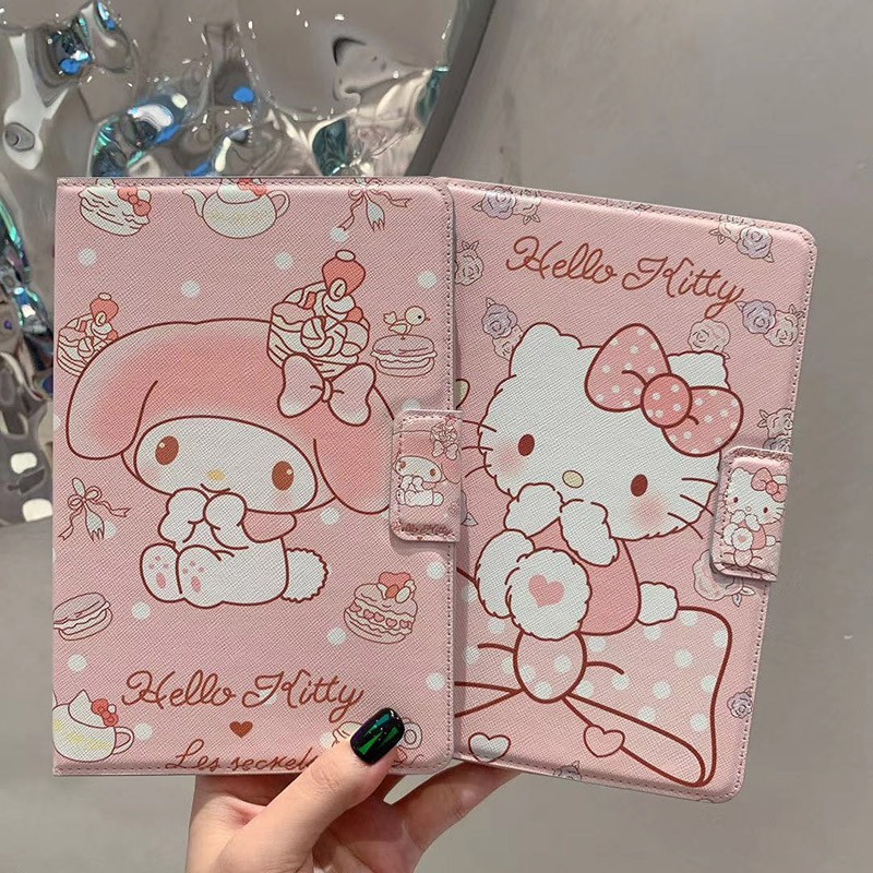 Hoạt Hình Bao Da Máy Tính Bảng Pu Hình Hello Kitty Melody Cinnamoroll Cho Ipad 2017 / 18ipad9.7 / 2019ipad Air10.5 / Mini5 / 4