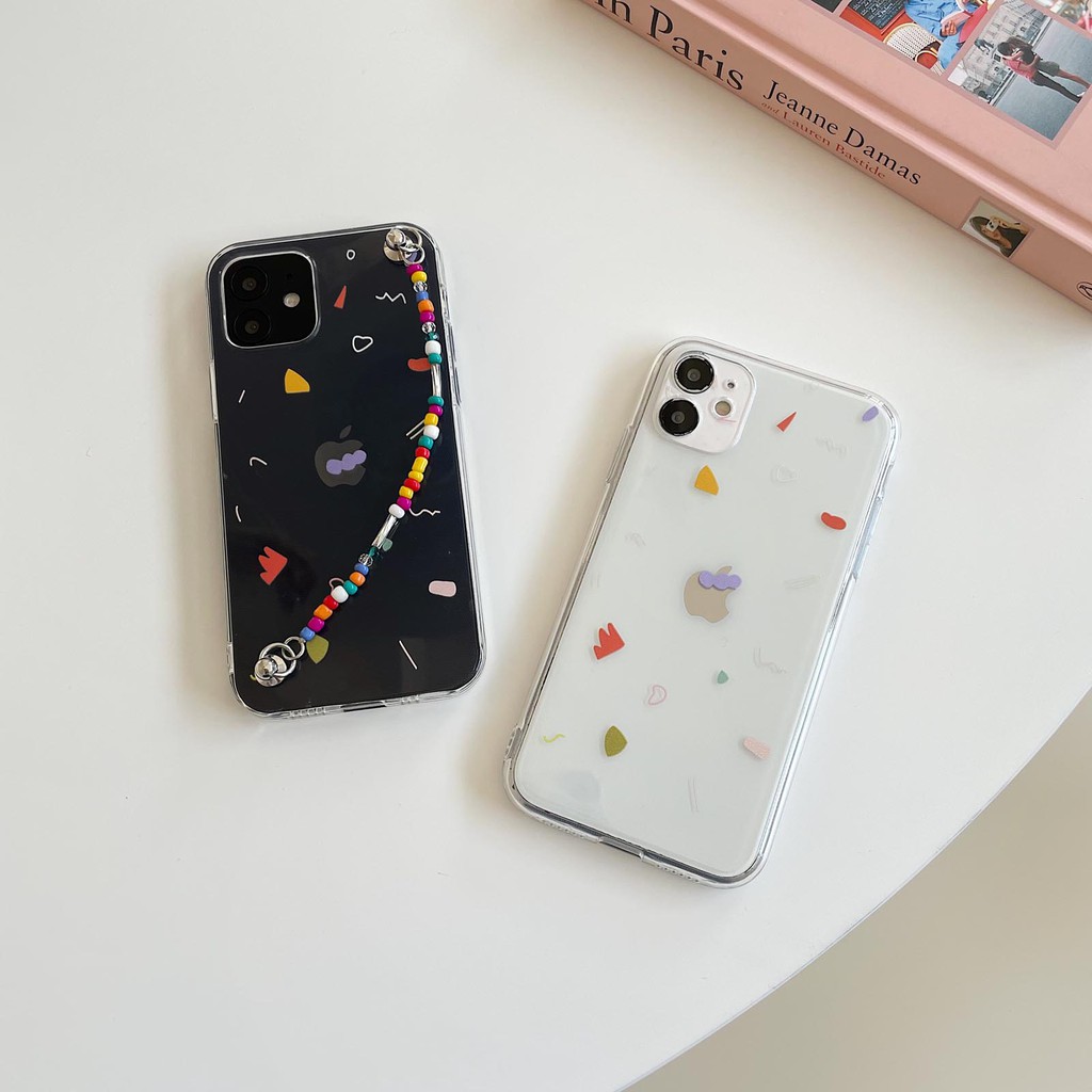 Luxury Cartoons Chain transparent Phone Case For iphone 12 Pro Mini 11 12 pro max  11 pro max  7 8 plus X XR XS Max SE 2020 Soft Bear Pearl Bracelet Clear Protective Cover