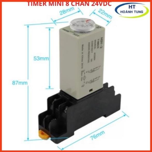 Timer hẹn giờ H3Y-2 relay mini thời gian, công tăc hẹn giờ 8 chân điện áp 24VDC tặng kèm chân đế PYF08A