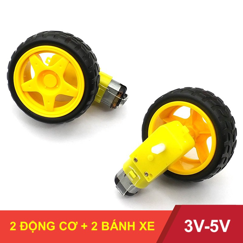 Bộ 2 động cơ mô tơ giảm tốc 2 bánh xe - DC 1:48 - Cực Mạnh - DIY Xe Đồ Chơi