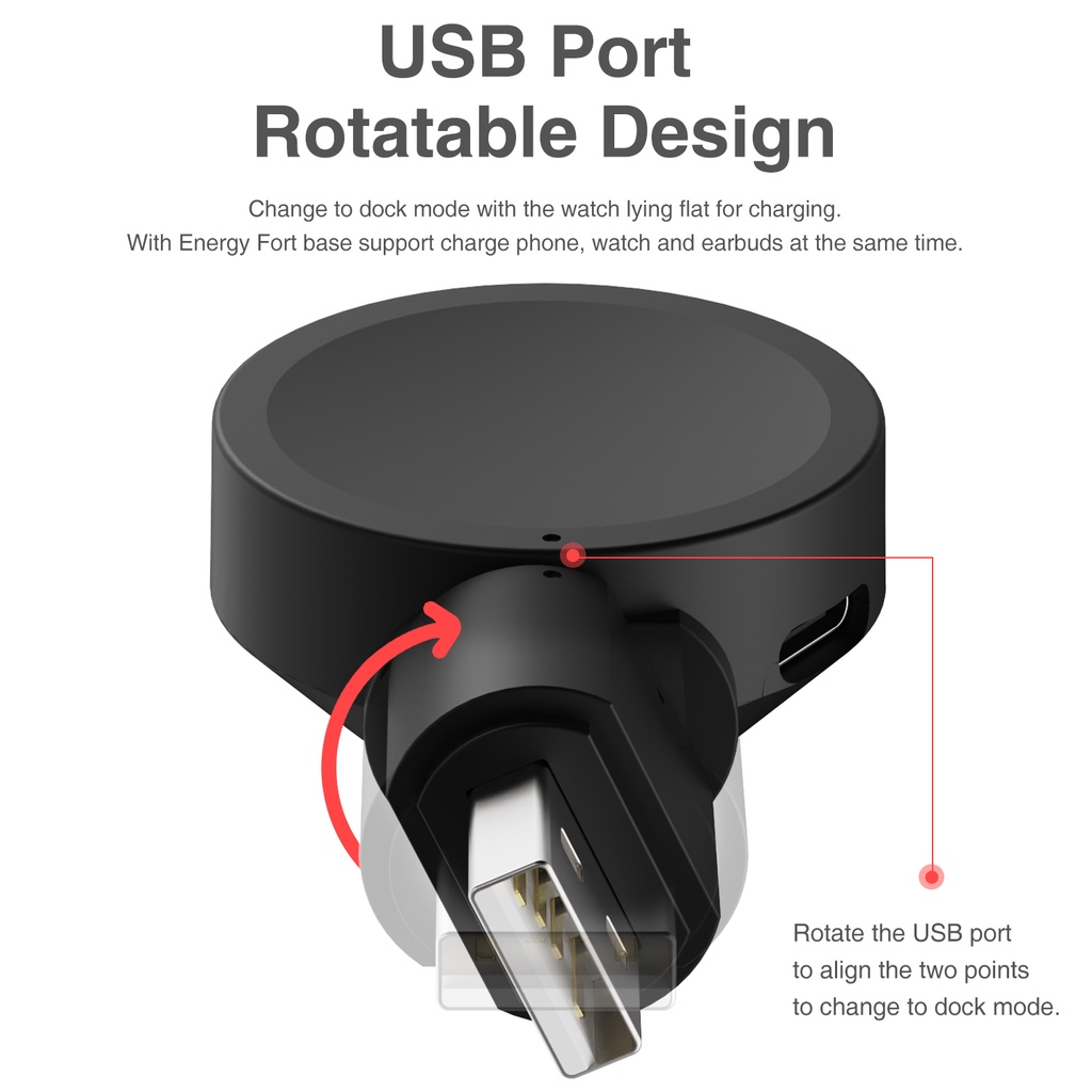 Đế Sạc Từ Tính Không Dây USB + Type C Cho Đồng Hồ Samsung Galaxy Watch 5 Pro / 4 / 4 Classic / Galaxy Watch 3 / Active 2