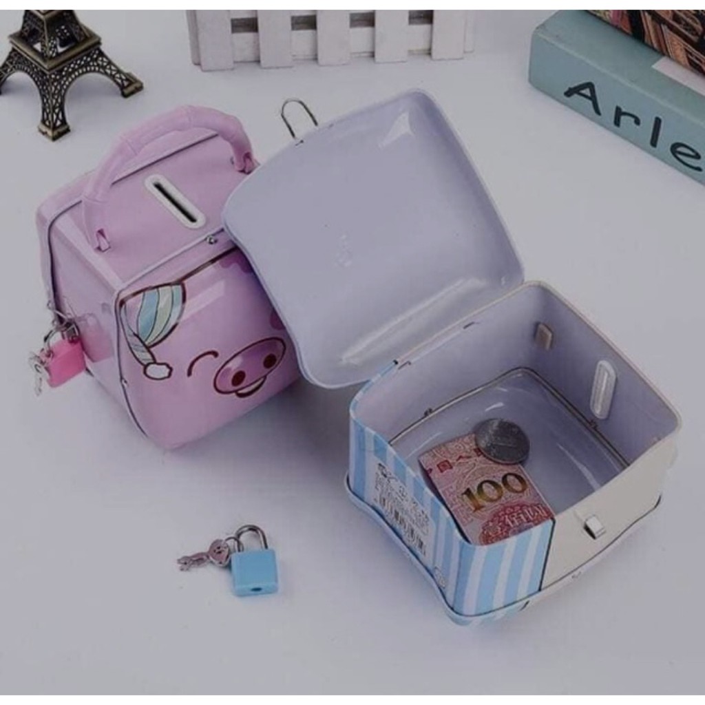 Heo Két Sắt Tiết Kiệm Mini, Có Khóa Kéo Cho Bé