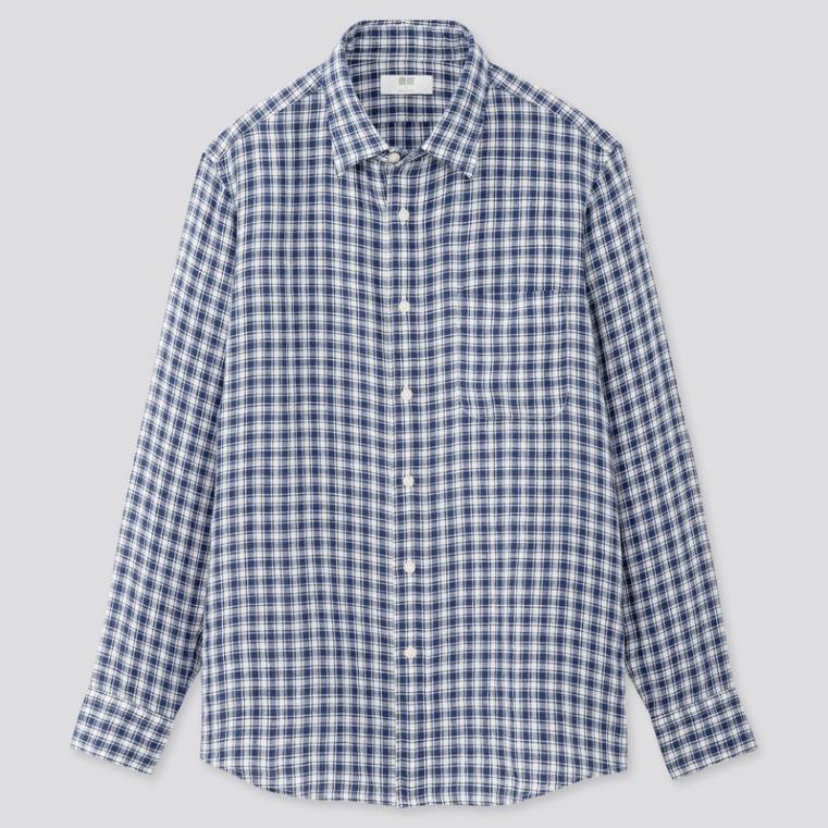 Áo sơ mi nam dài tay kẻ caro thời trang của UNIQLO *