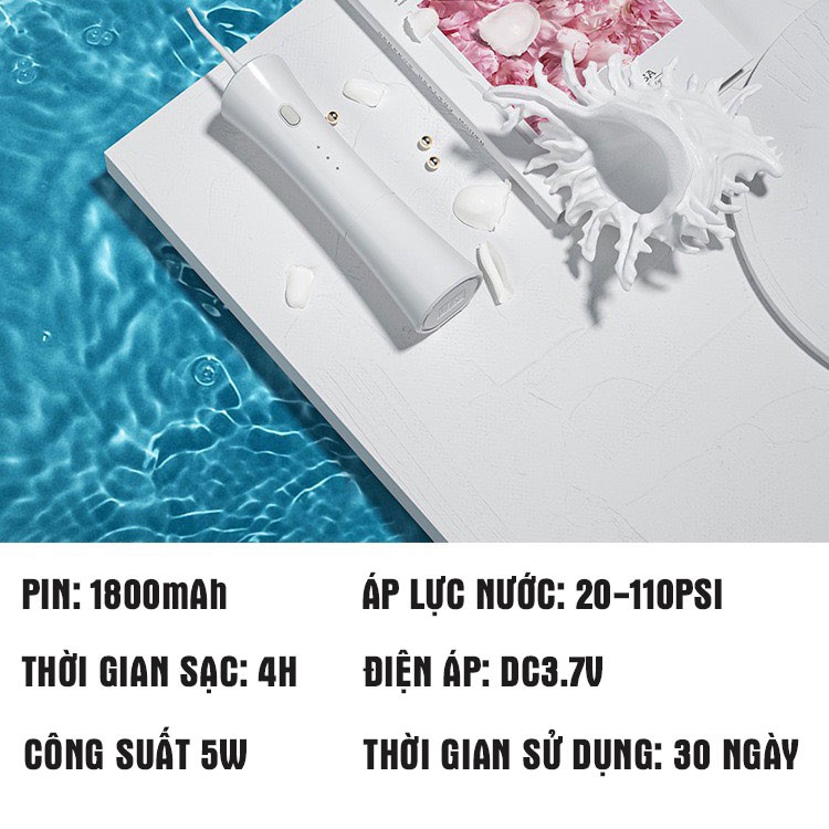 Tăm Nước Oral Irrigator cầm tay C8 - Máy tăm nước vệ sinh răng miệng cực sạch- Sạc USB, 3 mức độ !