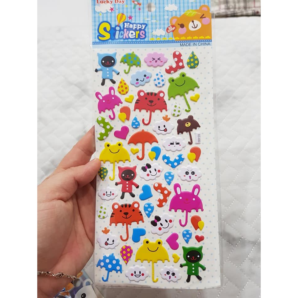 Sticker hình dán nổi 3D chủ đề nhân vật hoạt hình, đồ vật cho bé