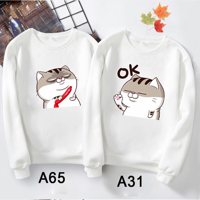 Áo đôi thu đông ngộ nghĩnh đủ màu đủ size (video quay sp bất kỳ tại xưởng)