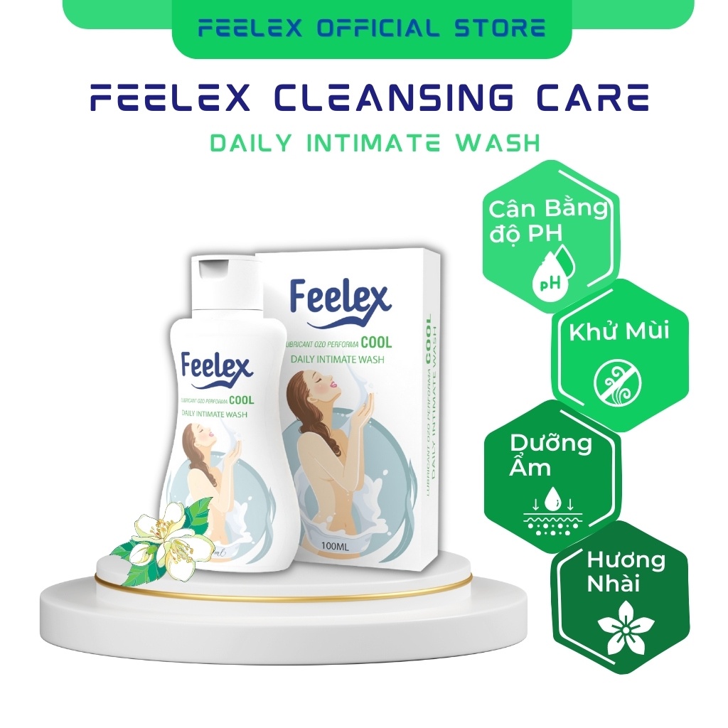 Dung dịch vệ sinh phụ nữ Feelex Daily  Intimate Wash làm hồng se khít khử mùi, diệt khuẩn loại bỏ viêm nhiễm  - Lọ 100ml