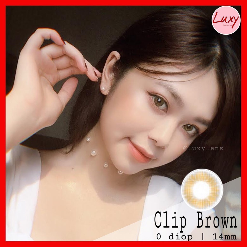 [ Ảnh Thật ] Lens Clip Brown 14mm 0 độ Nhập Khẩu Hàn Quốc, Hạn 1 năm - Luxy Lens