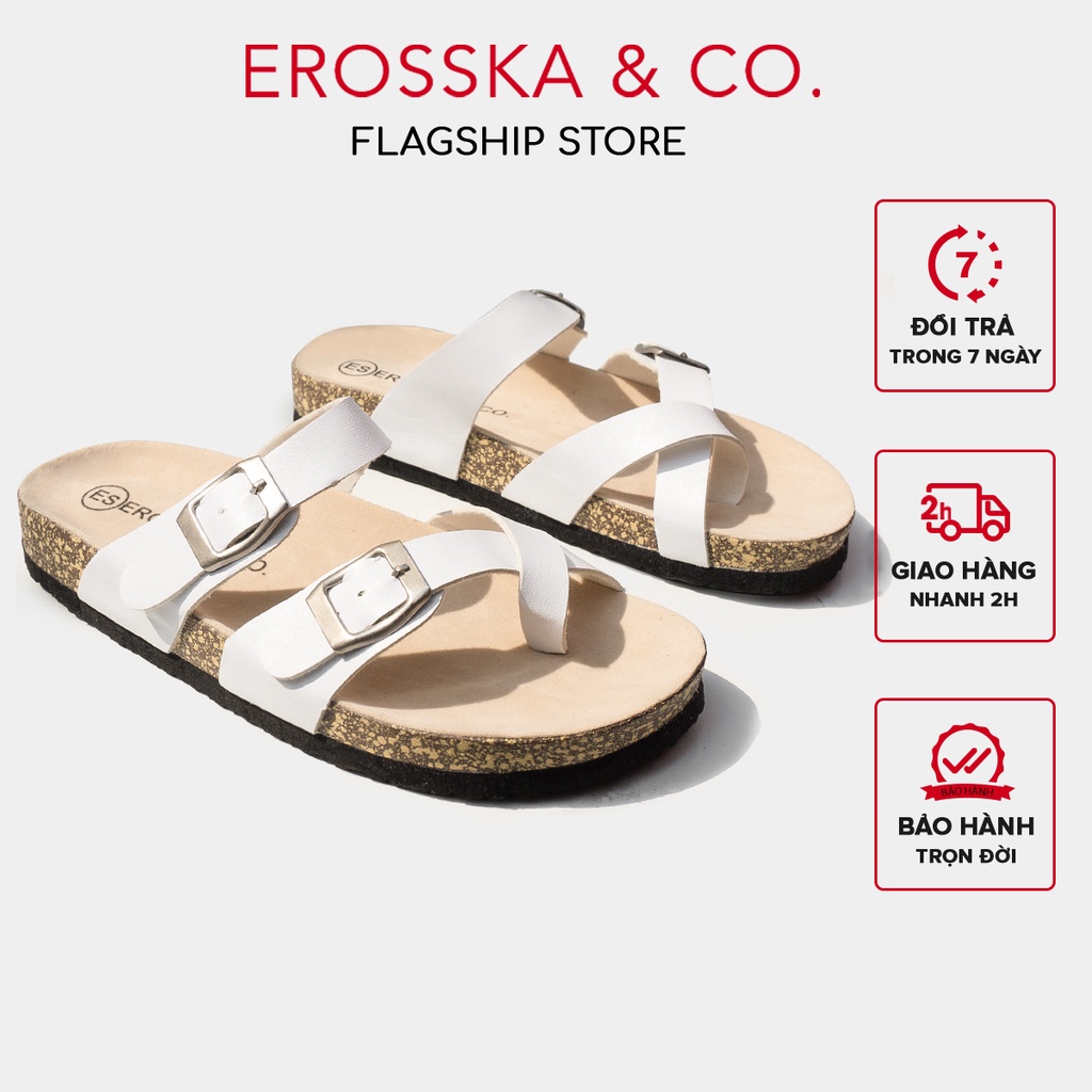 Erosska - Dép birken quai bản ngang xỏ ngón thời trang màu trắng - DT008