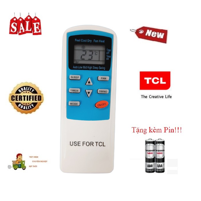 Điều khiển điều hòa TCL 1&2 chiều Inverter các dòng TCL TAC RVSC 9000 12000 18000BTU- Hàng tốt Tặng kèm Pin