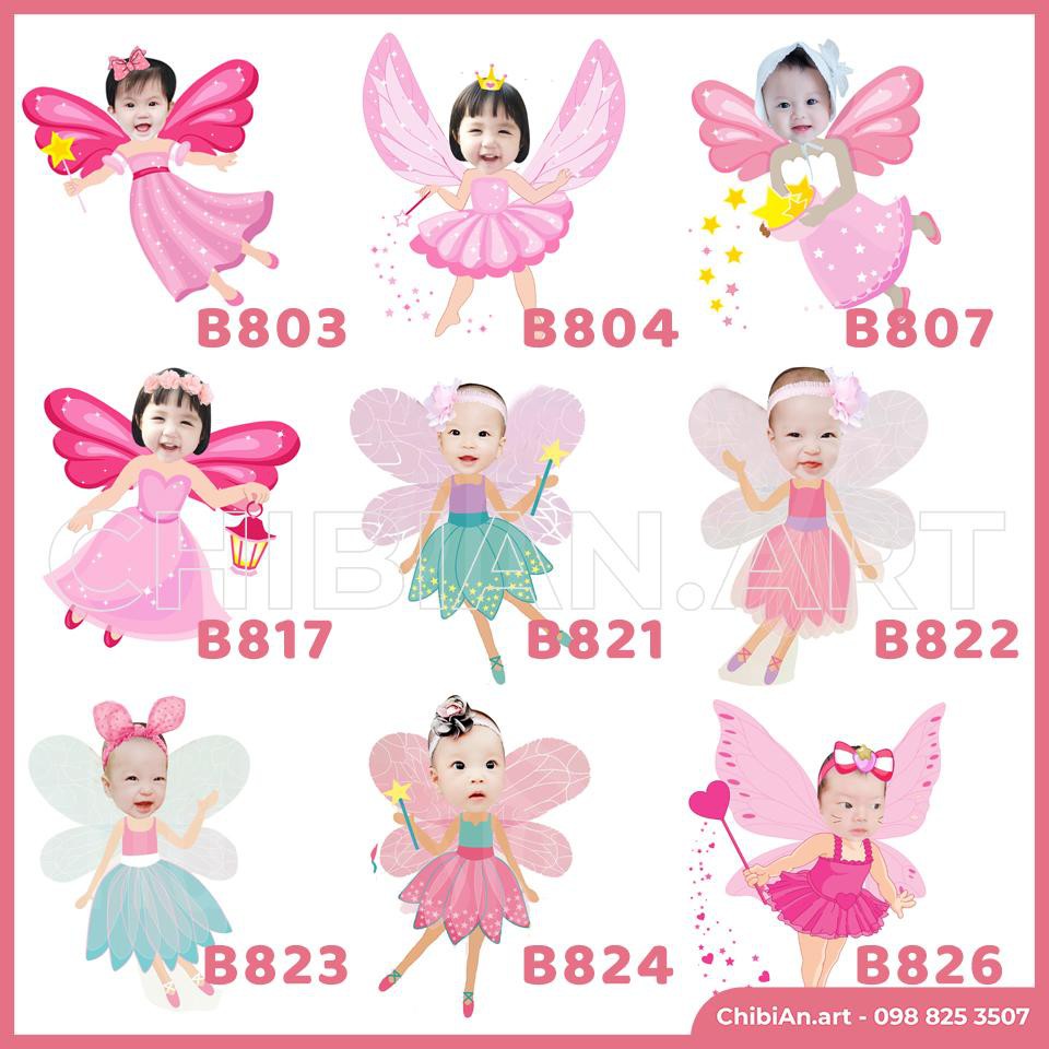 In hình chibi trang trí sinh nhật cho bé - Phụ kiện để bàn đẹp rẻ bền màu lâu