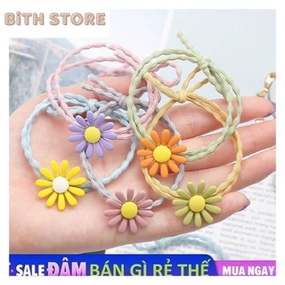Dây thun cột tóc nữ đính hoa cúc siêu dễ thương, Vòng cột tóc hoa cúc có thể làm vòng đeo tay cho bé dễ thương