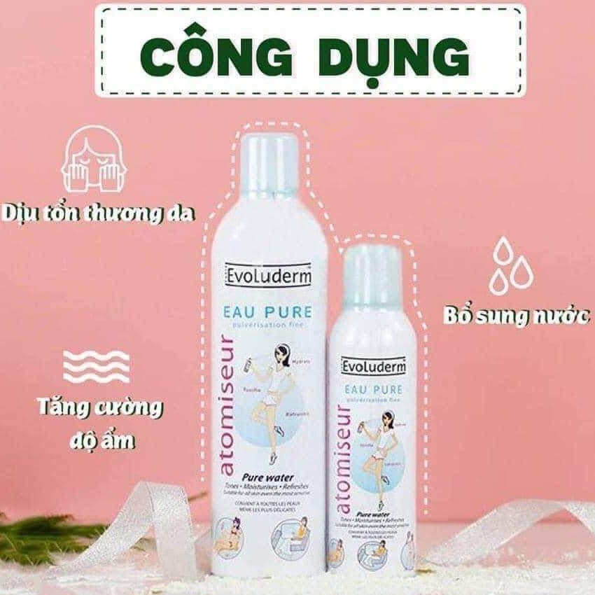 Xịt Khoáng Evoluderm Pháp 150ml/400ml,Cấp Nước Làm Dịu Da,  Xịt khoáng Chính Hãng