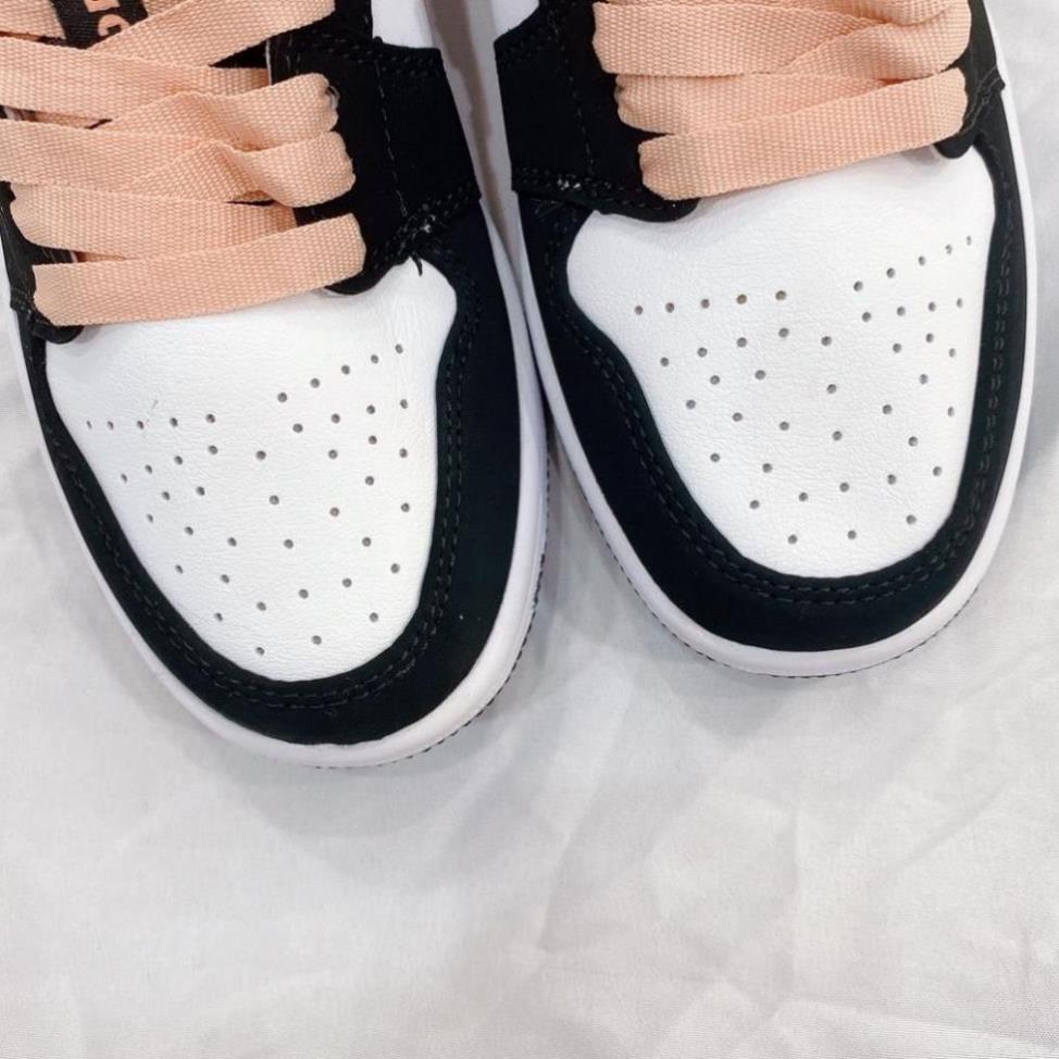 Giày Jordan cổ thấp Peach Mocha hồng đào nam nữ bản đẹp, Giày Jordan 1 low màu đen cam, Sneaker JD1 bóng rổ full box bil