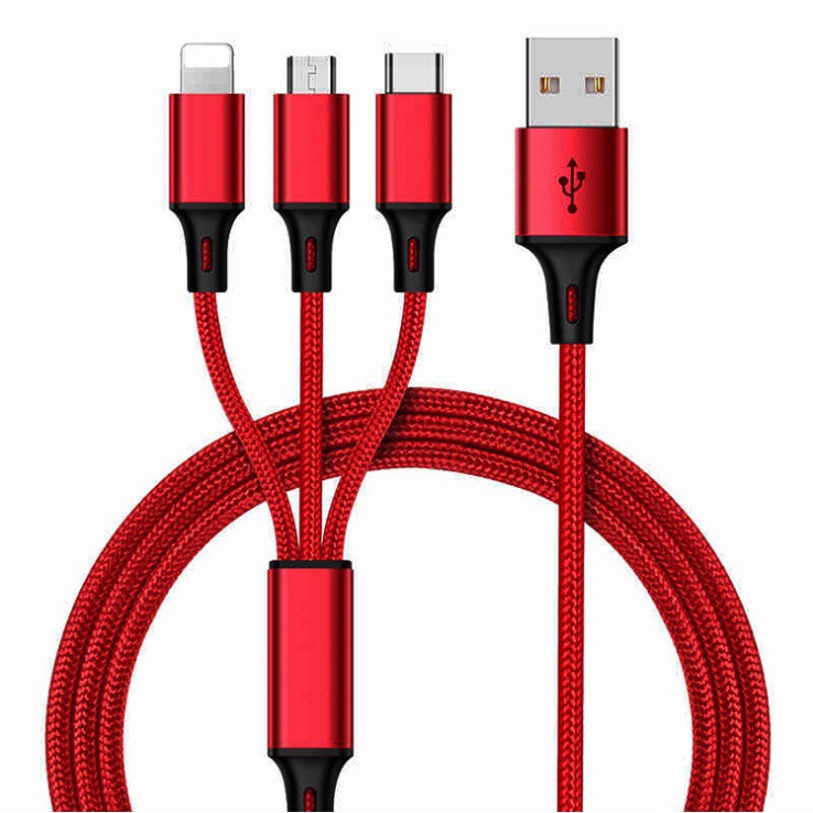 (Giá sỉ) Dây sạc điện thoại đa năng 3 đầu Lightning – Type C – Micro USB mẫu 2