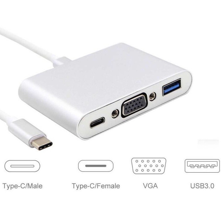 Cáp chuyển Usb Type C to vga + Usb 3.0+ TypeC ARIGATO Đảm Bảo Chất Lượng