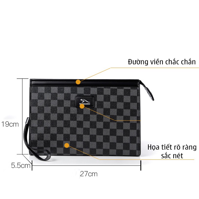 Ví Cầm Tay Nam, Kẹp Nách, Cluth Quý Ông P118 Phong Cách Hàn Quốc Hàng Cao Cấp Form Cứng, Chống Nước, Chống Xước