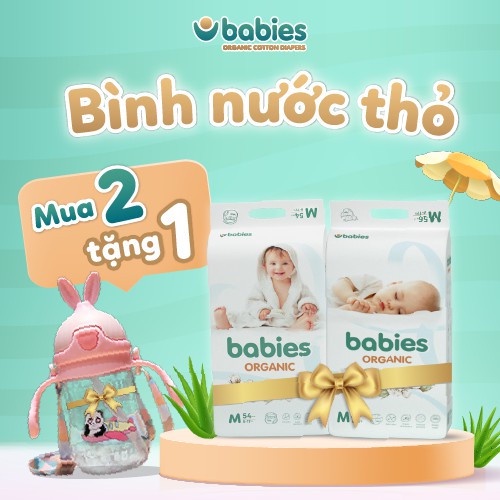 Combo 2 Bịch tã bỉm dán quần Babies Organic giữ dáng chuẩn để bé thoải mái tập lẫy tập đi, giúp các bước đi nhanh nhẹn