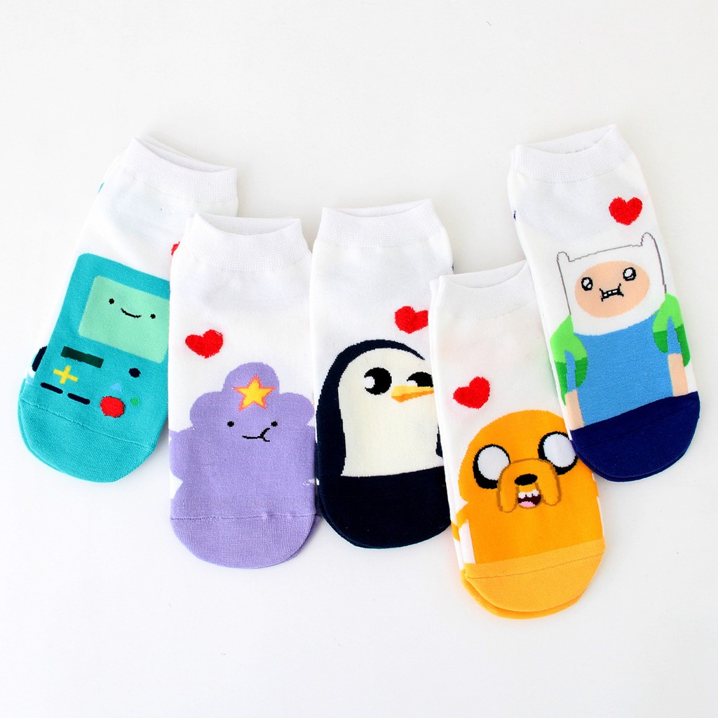 Vớ Ngắn Cổ Adventure Time Tất cổ thấp Dễ thương In hình hoạt hình cute Vớ nữ cổ ngắn Cotton