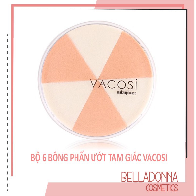 Bông Phấn Ướt Tam Giác Vacosi BP14 6 Miếng Collection Pro Makeup