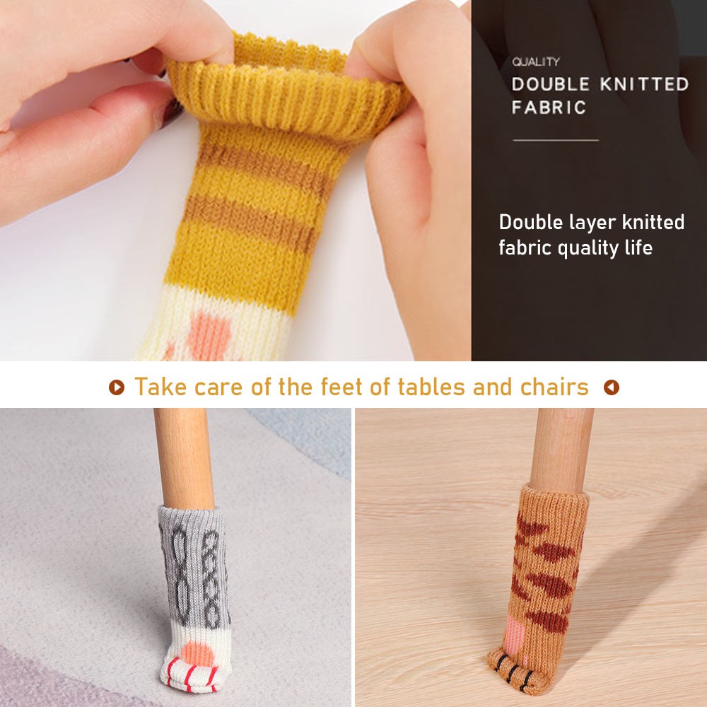 Set 4 miếng bọc chân ghế chống trượt họa tiết chân mèo dễ thương