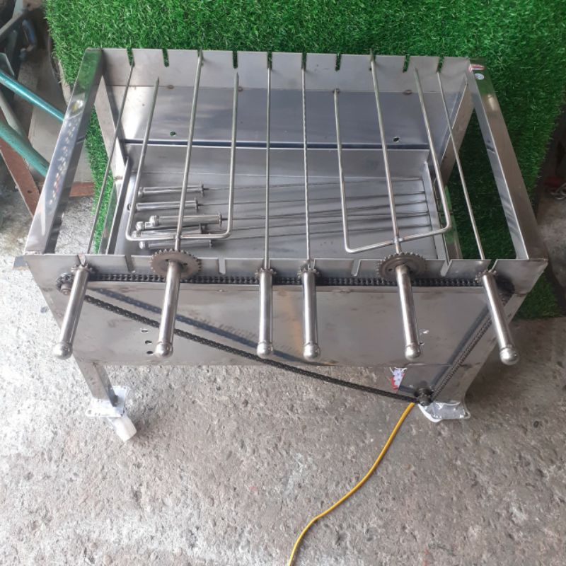 Máy nướng thịt,  chả gà, vịt, quay tự động 10 xiên - bếp nướng khung inox
