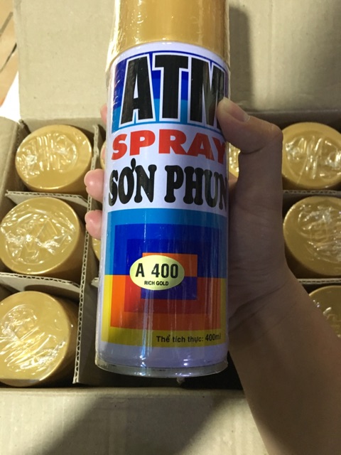 Sơnphun, xịt ATM A400-Sơn màu nhũ, vàng đồng, 400ml