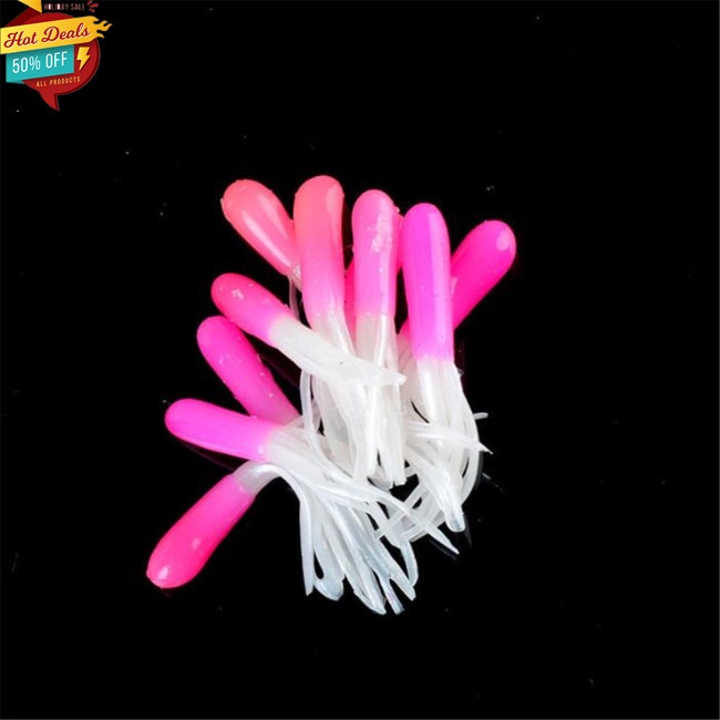Set 35 mồi câu cá giả hình sâu mềm và 10 đầu móc cong