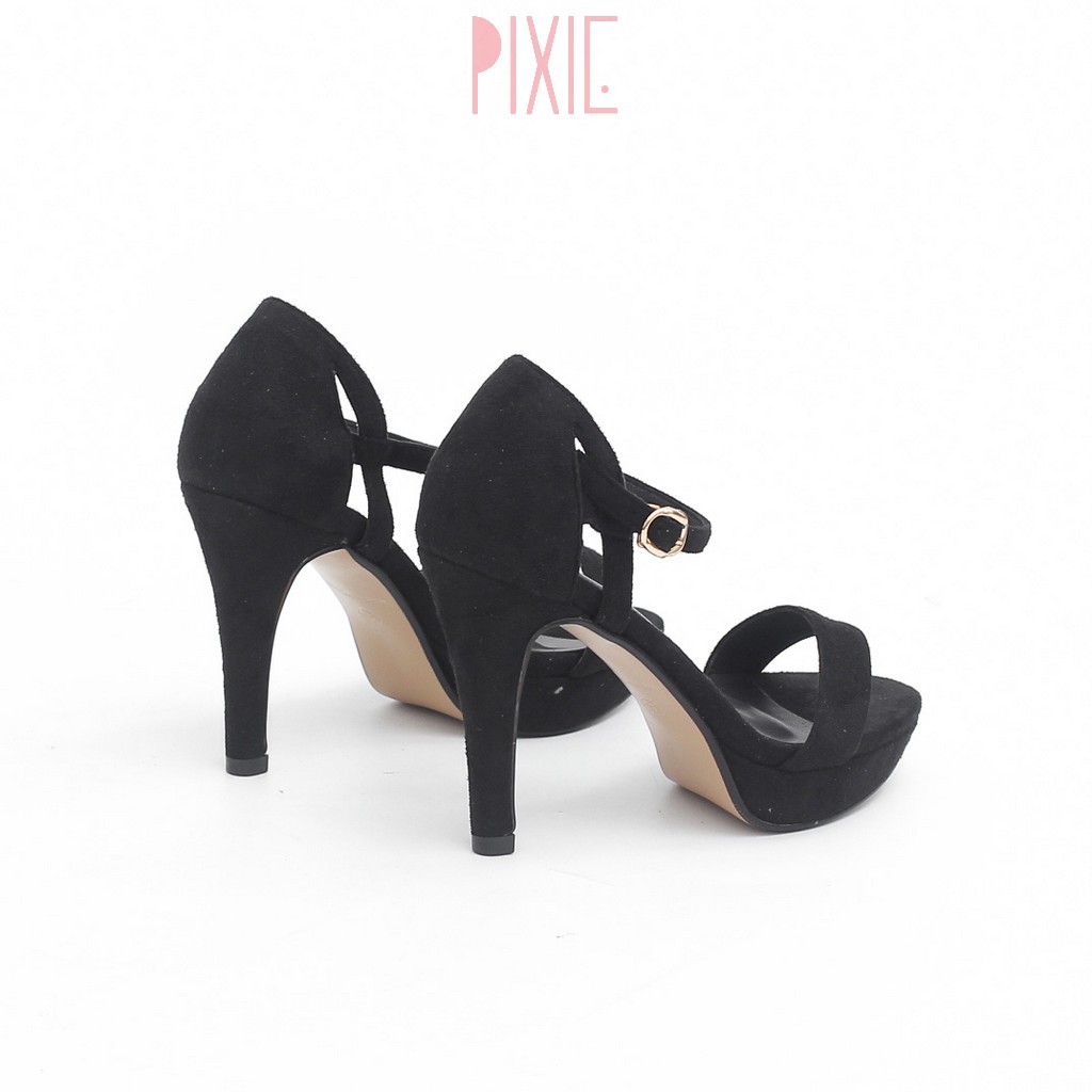 Giày Sandal Cao Gót 11cm Đế Đúp Nhung Da Lộn Pixie X411