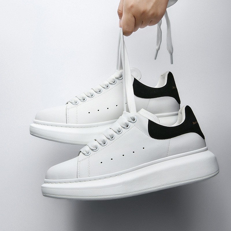 Giày MCQ Trắng Gót Nhung, Độn đế 5cm, Dây bản to, xu hướng 2020
