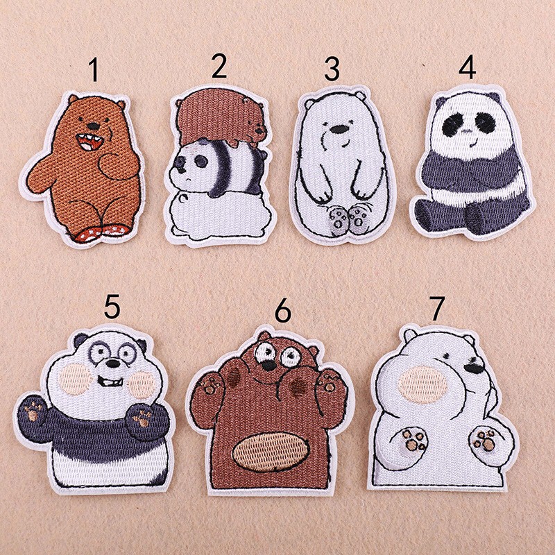 Patch Ủi Áo Hình Chú Gấu Đáng Yêu Sticker Logo Cho Quần Áo