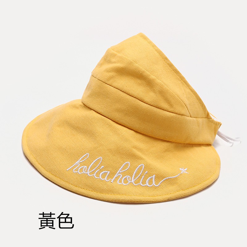 Nón Rộng Vành Hở Chóp Màu Sắc Đơn Giản Chất Liệu Cotton Lanh Thoáng Khí Thời Trang Đi Biển Cho Bé