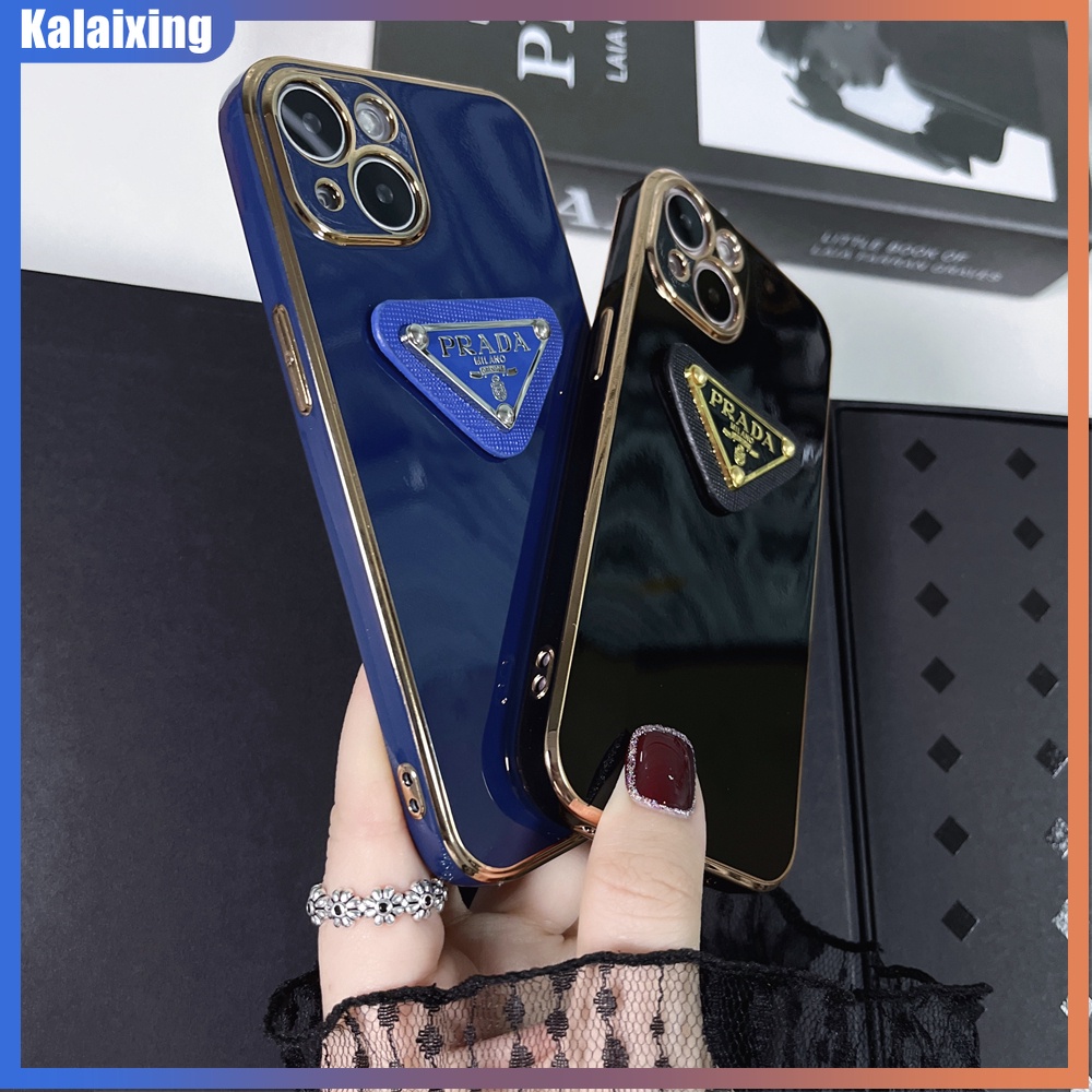 PRADA Ốp Điện Thoại Mềm Hình Tam Giác 3D Cho iPhone 14 Pro Max 13Pro 12 11 Pro Max X Xr Xs Max 7Plus 8Plus 6Plus