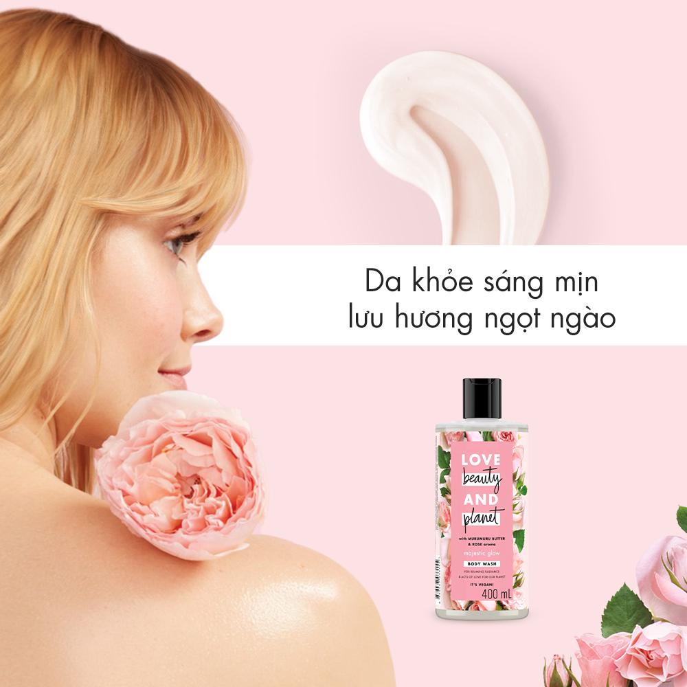 Sữa Tắm Làm Sáng Da Love Beauty And Planet Majestic Glow Tinh Dầu Hoa Hồng 100% Bulgaria 400ml | BigBuy360 - bigbuy360.vn